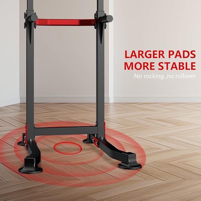 ZENOVA Pull Up Bar Dip Bar Power Tower Workout Dip Station Height Adjustable Free Standing Chin Up Bar Home Gym Equipment 300LBS Weight Capacity