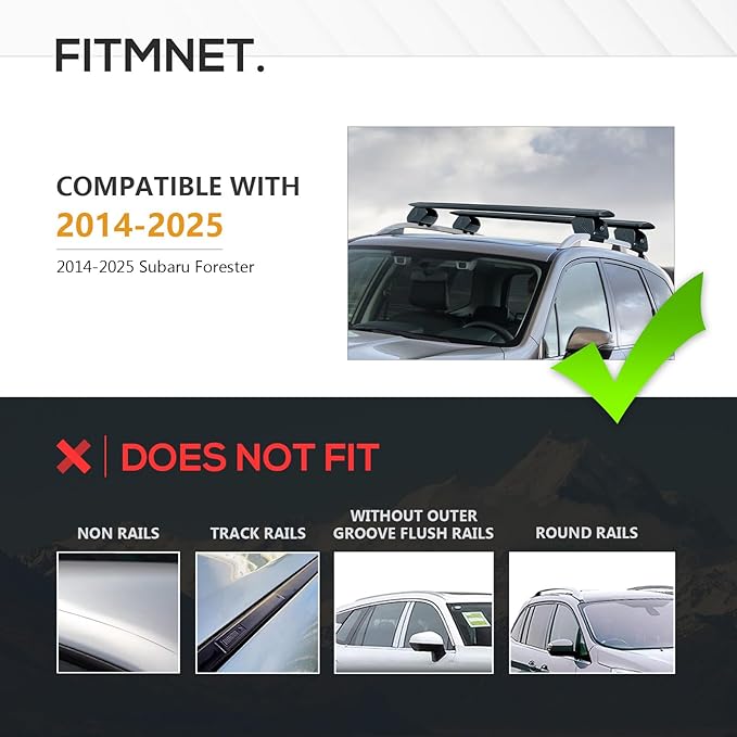 Heavy Duty 300 LBS Roof Rack Cross Bars Compatible with 2014-2025 Subaru Forester with Side Rails, Lockable & Adjustable Rooftop Top Luggage Crossbar Cargo Carrier SUV