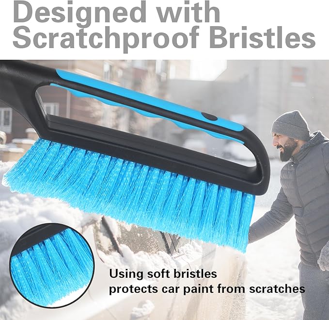 Snow Brush and Ice Scraper for Car Windshield,26.4" Window Scraper Deicer for Car SUV and Truck,Ice Scrapers and Brushes 2 in 1,Winter Car Automotive Exterior Accessories(2Pack Blue)