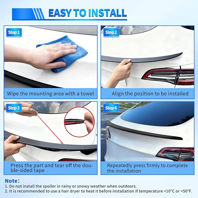 Nilight Spoiler Compatible with Tesla Model Y 2020 2021 2022 2023 2024 Spoilers for Cars Rear Spoiler Wing ABS Sporty Rear Trunk Lip Exterior Accessories Easy No-Drill Installation, Matte Black