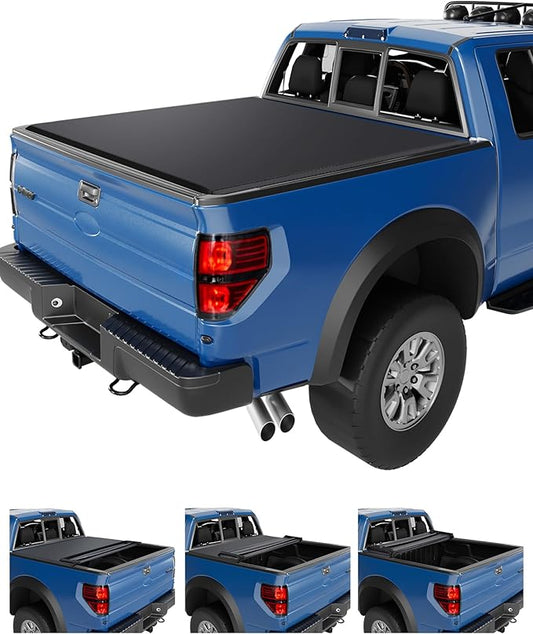Soft Quad-fold Truck Bed Tonneau Cover Compatible with 2015-2025 Ford F150 (Classic & New), F150 Bed Cover for 6.5 FT