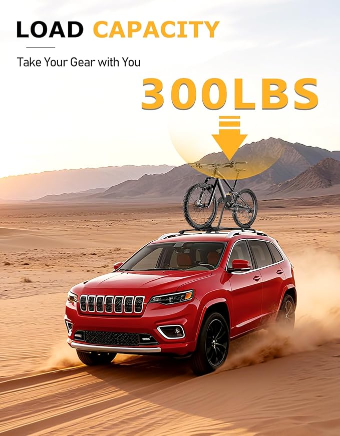 Tuyoung 300lbs Roof Rack Cross Bars Compatible with Jeep Cherokee 2014-2023, Lockable Heavy Duty Aluminum Anti-Theft Metal Lock Roof Rails Crossbars Rooftop Cargo Bars Luggage Racks