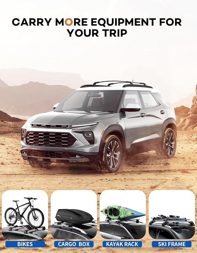 Lockable Roof Rack Cross Bars 260lbs Compatible with Chevy Chevrolet Trailblazer 2021 2022 2023 2024 2025 2026 L LT ACTIV RS, All Aluminum Heavy Duty Roof Rails Crossbars Cargo