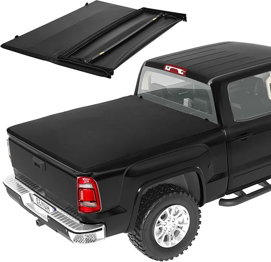 Soft Tri-fold Truck Bed Tonneau Cover Compatible with 2007-2025 Chevy Silverado 1500 Accessories, Gmc Sierra 1500 Accessories for 5.8FT