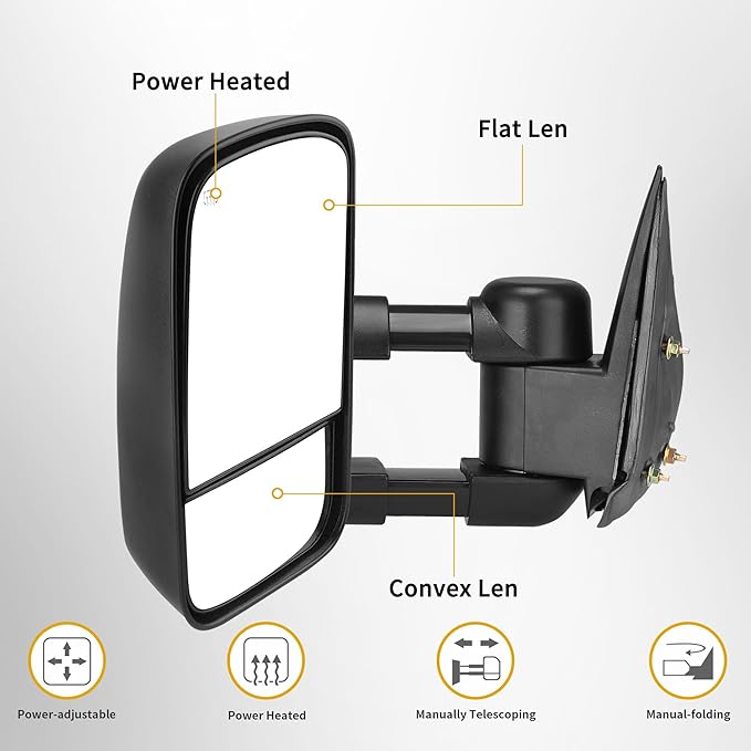 DWVO Towing Mirrors Compatible with 1999-2006 Chevy Silverado GMC Sierra(2007 Classic Only), 2000-2006 Chevy Suburban 1500 2500 GMC Yukon XL Tahoe Truck