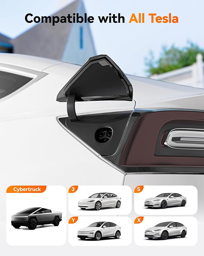 WOLFBOX Level 1&2 Tesla Charger 32A,Portable ev Charger Station with ETL Certified,25FT Cable,NACS,208V-240V,NEMA 14-50R Plug Adapter(PE32T)