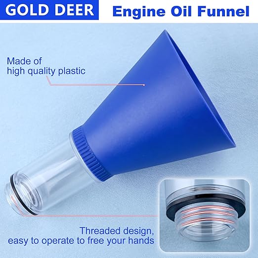 Locking Oil Funnel Engine Oil Funnel Oil Filter Funnels Oil Change Tools Threaded Locking No-Spill Tool Screws Directly Into Filler Fast and Easy Oil Change with No Mess