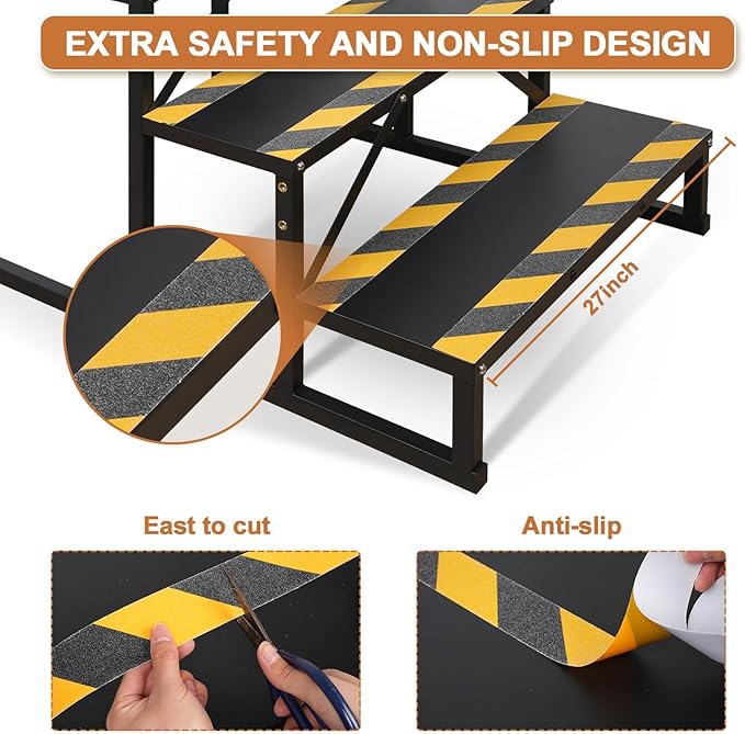 5 Step RV Stairs, Hot Tub Steps, Outdoor Spa Step Ladder with Handrail,Portable Economy 5th Wheel Stair for Travel Trailer, Motor Home, Camper and Porch with Non-Skid Tapes