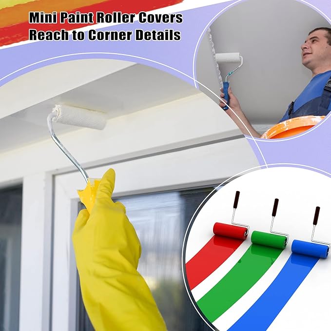 Nuogo 40 Pcs Foam Paint Roller Covers 4 Inch Small High Density Paint Roller Mini House Paint Rollers for Painting Wall Ceiling Cabinet Cupboard Door, White