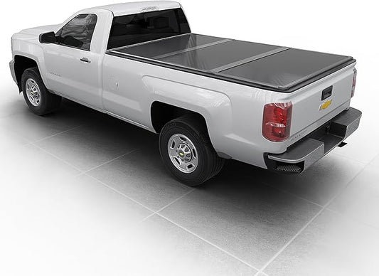 Hard Folding Truck Bed Tonneau Cover|HTF083|Fits 2010-2025 Chevy Silverado & GMC Sierra 1500 2500 3500 HD 8FT