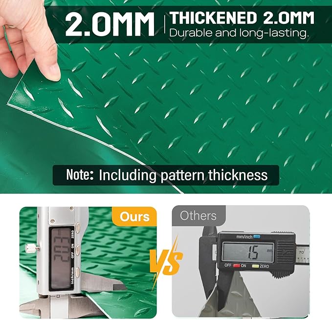 TUFFIOM 7.5 x 17 FT Garage Floor Mat, Thickened Diamond Plate PVC Garage Mats Flooring Roll for Under Car, Garage Car Parking Mats for Compact SUVS, Sports Car