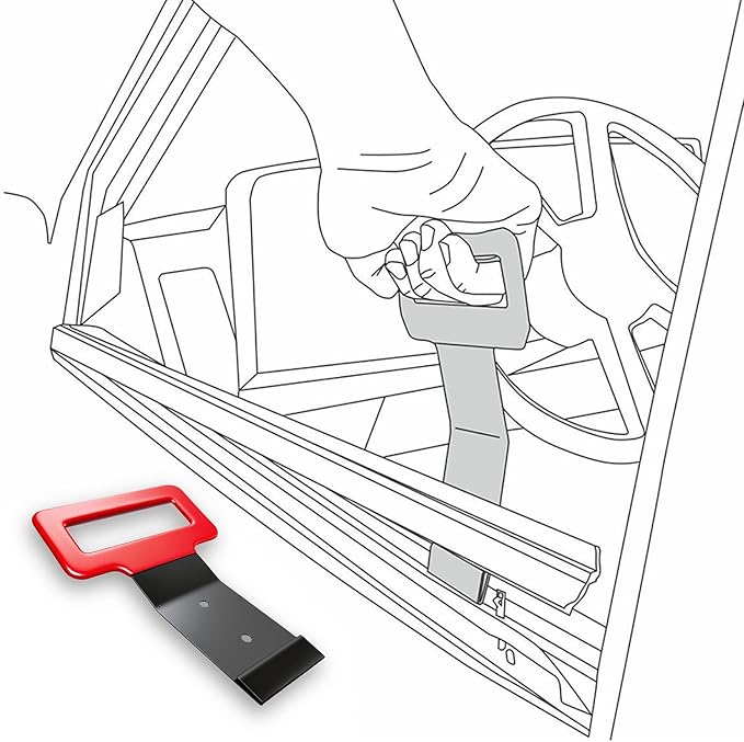 QMARK Window Belt Molding Remover Tool, Black Powder-Coated Metal with Red Soft Grip Handle, Universal Fit