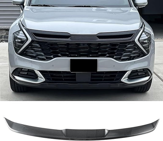 Hood Grille Molding Trim Cover Compatible with Kia Sportage 2023 2024 2025 Front Upper Grill Decorative Stripe Carbon Fiber Pattern ABS