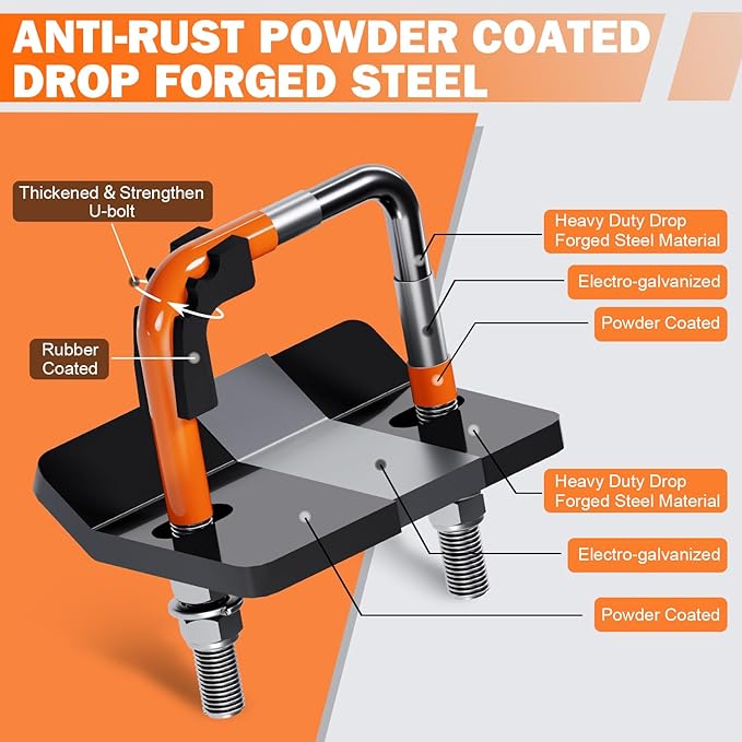 Hitch Tightener, Heavy Duty Anti-Rattle Hitch Stabilizer for 2" Hitch, Trailer Hitch Stabilizer with Rubber Isolator & Wrench for Hitch Mount, Cargo Carrier, Bike Rack (1 Pack, Orange & Black)