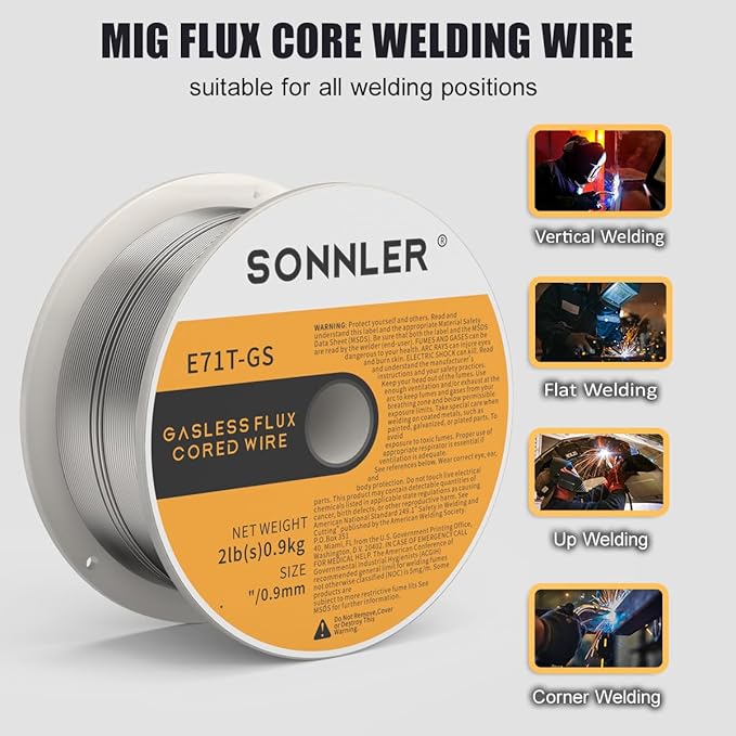 0.035 flux core welding wire, 3 Spools E71T-GS Low Splatter gasless Carbon Steel Mig Welding Wire Compatible With HF Fourney Harbor Welder(3 PACK)
