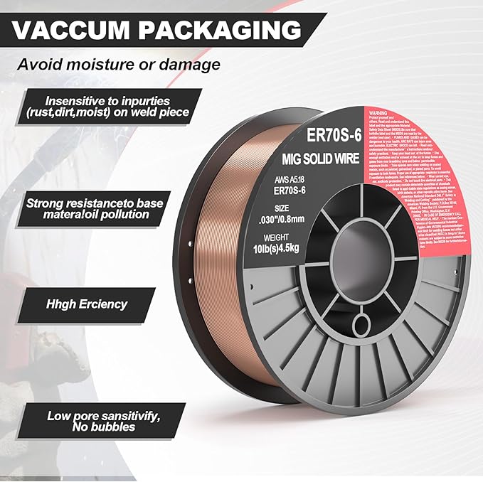 ER70S-6 .035-Inch on 10-Pound Spool Carbon Steel Mig Solid Strong ABS Plastic Spool Welding Wire (0.030-inch 10LB 2pk)