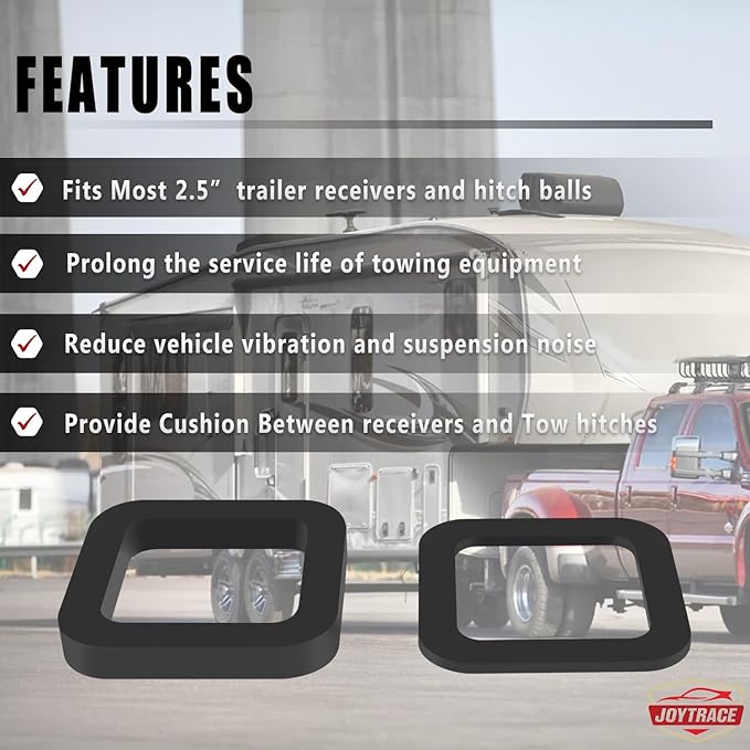 6 Pack - Multiple Size Combination，2.5 Inch Hitch Receiver Silencer Pad ，Effectively Reduce The Noise Disturbance- Compatible with Most 2.5 Inch Trailer Hitch Receiver