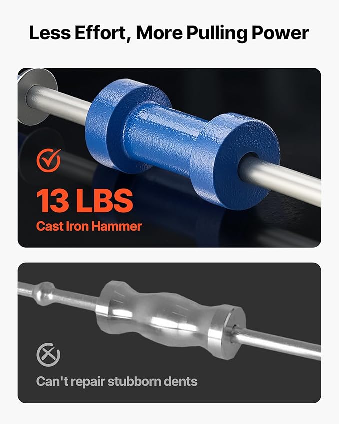 VEVOR Dent Puller Kit, 13 lbs 14-in-1 Slide Hammer Dent Removal Kit, Heavy-Duty Auto Body Truck Repair Automotive Damage Remover Tool Repair Frame with Carrying Case, Extension Rod, Non-Slip Handle