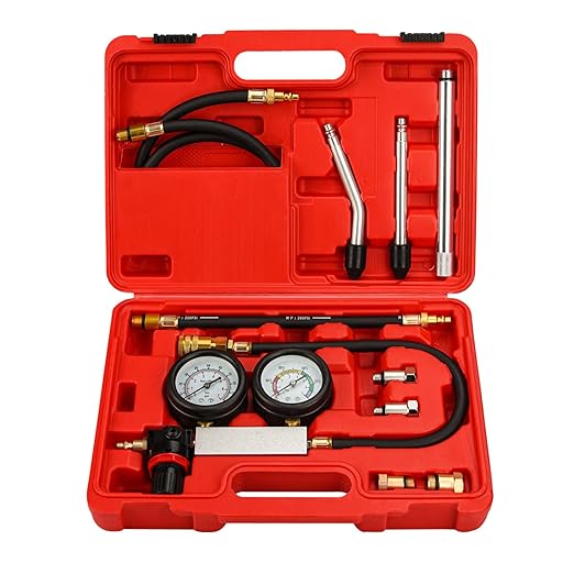 Cylinder Leak Down Tester Kit Dual Gauge Leakdown Detector Tool Set for Pressure Check & Leakage Rate Test Gasoline Engine Compression Leakdown Detector Leakage Test Set