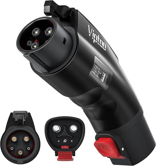 Adapter for Tesla to J1772 Charger with Screen Display [Only to J1772], 60Amp 250V Convertor with Press-Lock, Compatible with Tesla High-Powered Connectors, Destination/Mobile Chargers