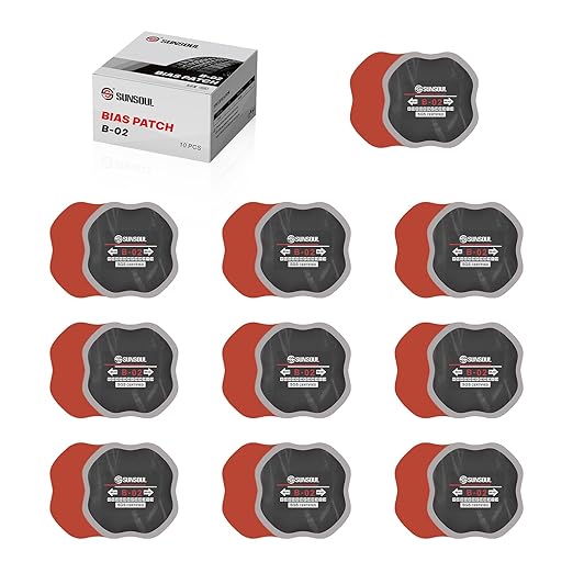SUNSOUL 10Pcs Bias Tire Patch 3.75" x 3.75", Heavy Duty Round Tire Repair Patches for Car Truck Tractor Agricultural Vehicles