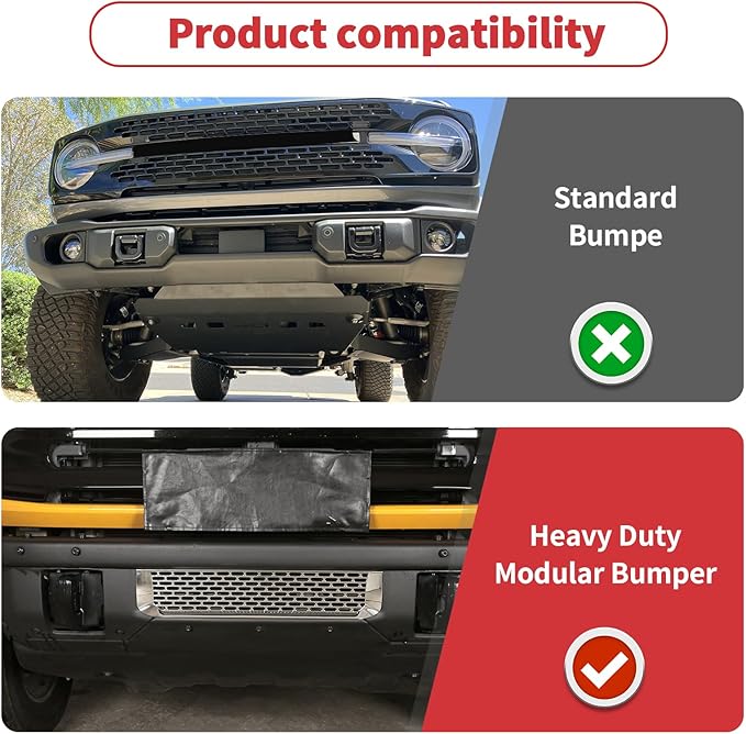 Linskip Modular Bumper Gap Insert Compatible with 2021-2025 Ford Bronco(Not for ACC/Sensors), Enhancing Vehicle Front Appearance, Modular Bumper Gap Cover for Bronco Accessories(Chrome)