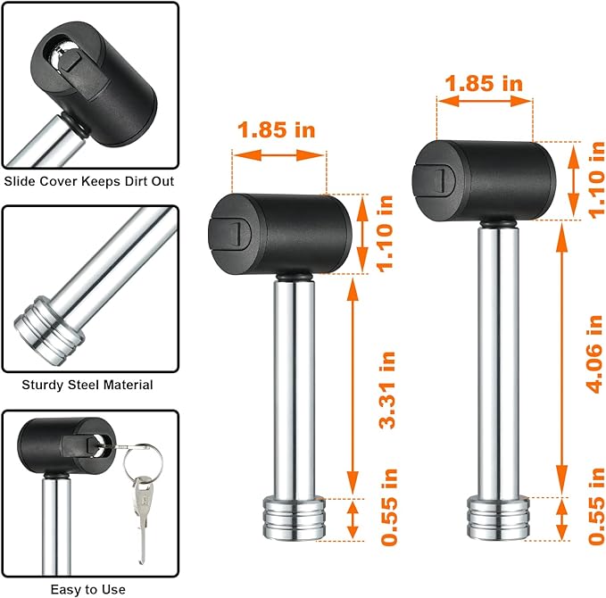 Adjustable Trailer Hitch, 8-Inch Drop/Rise Aluminum Shank – Fits 2" Receiver, 12,500 LBS GTW, Heavy Duty Drop Hitch with 3 Anti-Rattle Pads & 2 Locking Hitch Pin for Trucks