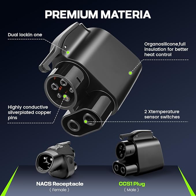 2025 Upgraded Tesla Supercharger to CCS1 Charger Adapter, [Max 500A 1000V] Fast Charge Electric Vehicle Charging Adapter（Black）