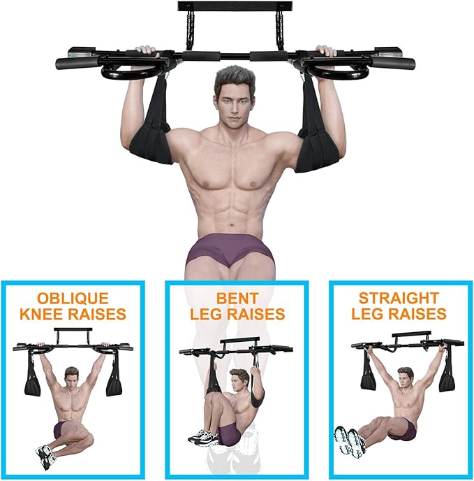 Yes4All Heavy Duty Doorway Pull-Up Bar - Multi-Grip, Solid Bar Construction