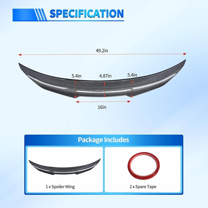 Nilight Spoiler Fit for Infiniti Q50 4 Door Sedan 2014 2015 2016 2017 2018 2019 2020 2021 2022 2023 2024 Spoilers for Cars Rear Spoiler Wing ABS Rear Trunk Lip Accessories, Carbon Fiber Pattern Black