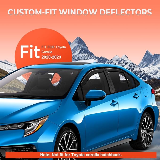 ACLONG in-Channel Rain Guards Fit for Toyota Corolla 2020 2021 2022 2023 Window Visors, Window Deflectors, Rain Visors, 4-Pieces