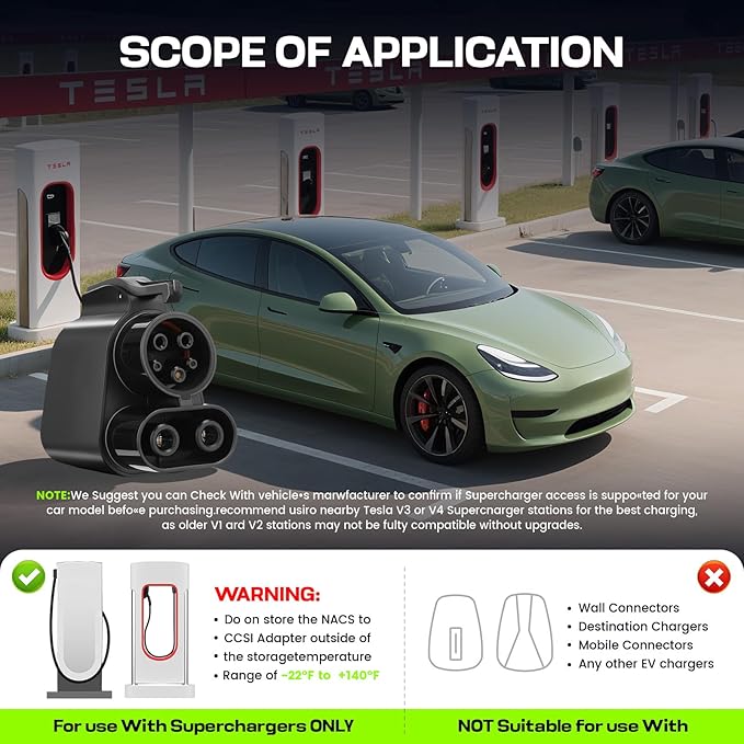2025 Upgraded Tesla Supercharger to CCS1 Charger Adapter, [Max 500A 1000V] Fast Charge Electric Vehicle Charging Adapter（Black）