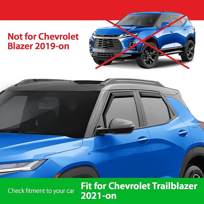 Goodyear Shatterproof in-Channel Window Deflectors for Chevrolet (Chevy) Trailblazer 2021-2026, Rain Guards, Window Visors for Cars, Vent Deflector, Car Accessories, 4 pcs - GY007914