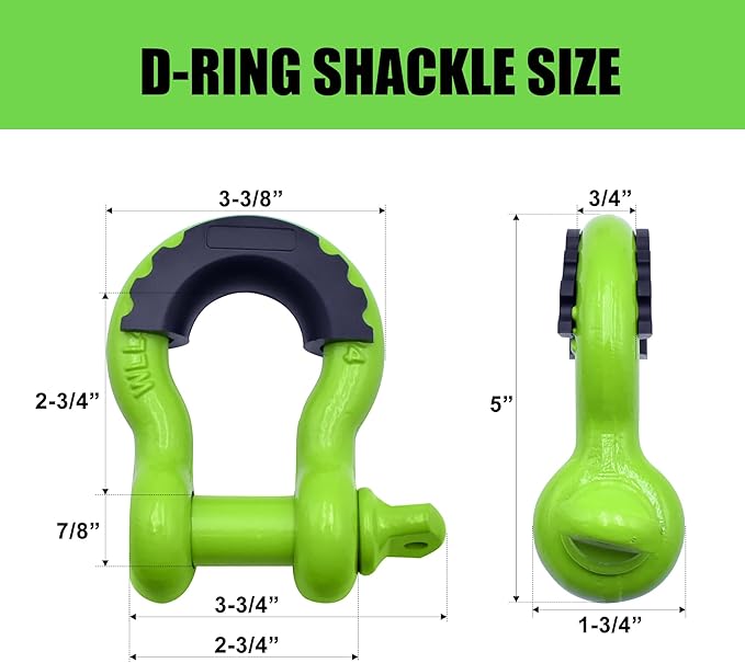 Off Road Winch Recovery Kit, 10 Ton Heavy Duty Snatch Block Pulley with 3" x8' Tree Saver Strap and 2Pcs 3/4" D Ring Shackles, Winching Accessories for Truck Car SUV ATV Green