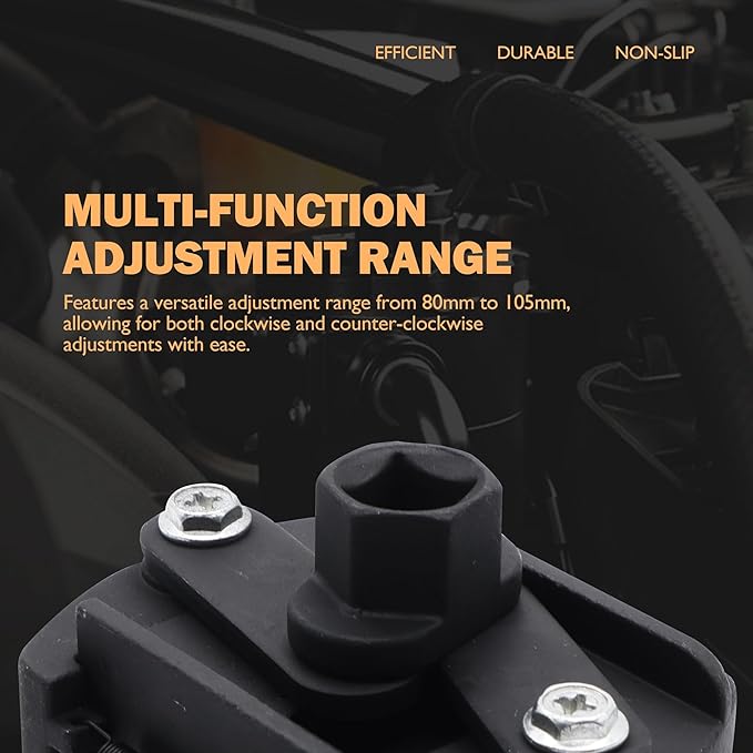 Universal Adjustable Oil Filter Wrench Removal Tool 3.15-4.13 inch (80-105mm) 1/2" Drive