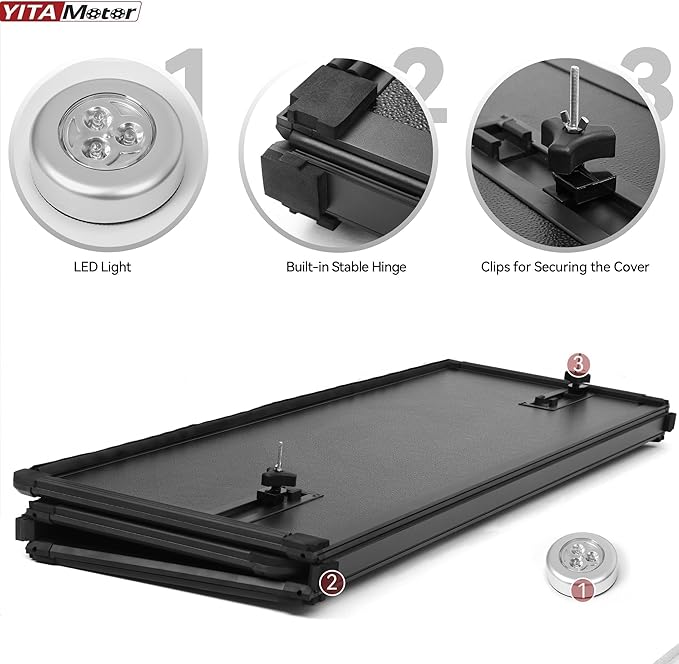 YITAMOTOR FRP Hard Tri-fold Truck Bed Tonneau Cover Fits for Chevy Colorado/GMC Canyon 2015-2022 6.2 ft Bed