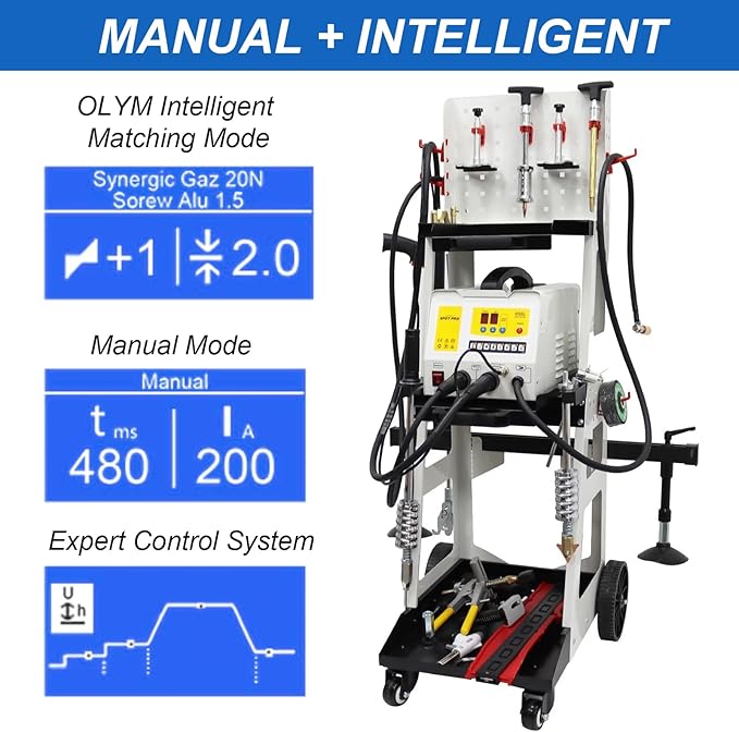 110V Spot Welder Dent Puller Kit Car Body Repair Steel Pulling Data Recovery Function Steel Iron Aluminium Car Auto Repair Machine Stud Welder Dent Puller Machine with Professional Tool Car (F90E)