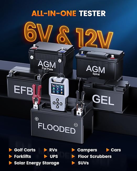 ANCEL BA101 Plus Car Battery Tester 6V 12V Load Tester,20-2000 CCA Digital Automotive Alternator Analyzer, Charging Cranking System Diagnostic Tool for Car, Truck, Motorcycle, SUV, Boat, RV, and More