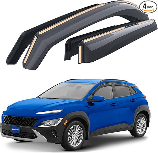 Goodyear Shatterproof in-Channel Window Deflectors for Hyundai Kona 2018-2023, Rain Guards, Window Visors for Cars, Vent Deflector, Car Accessories, 4 pcs - GY007884