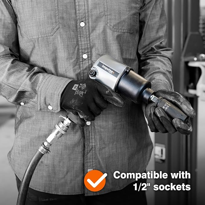 Martins Industries Impulse 1/2" Classic Impact Wrench 531 ft-lb, Twin Hammer Mechanism, 5-Speed, Forward-Reverse, Ergonomic Handle