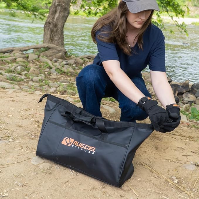 RUGCEL Kinetic Recovery Rope Kit 34000 lbs，1in×30ft Power Recovery Tow Rope，Soft Shackle, Car Logo， Suitable for ATV, UTV Trucks,Car