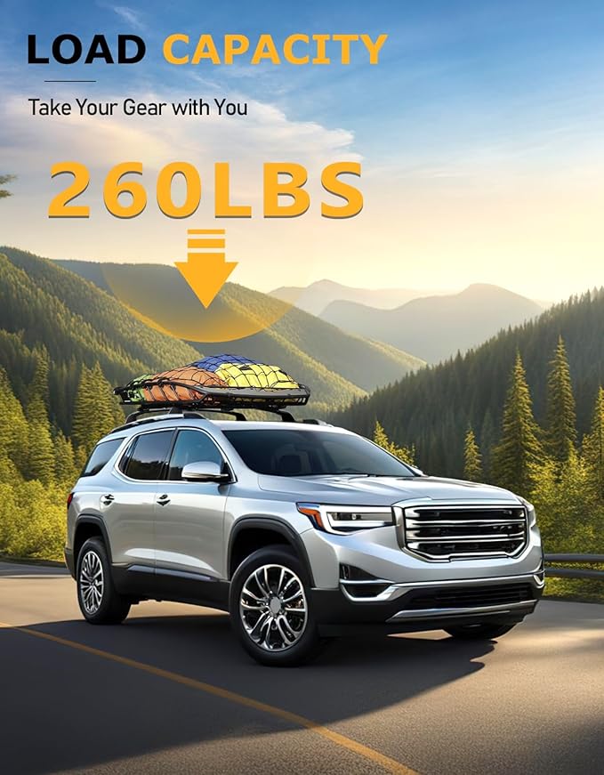 Tuyoung All Aluminum Cross Bars Roof Racks Compatible with GMC Acadia 2017 2018 2019 2020 2021 2022 2023, Lockable 260lbs Heavy Duty Roof Rails Crossbars Luggage Cargo Carrier Rooftop SUV Accessories