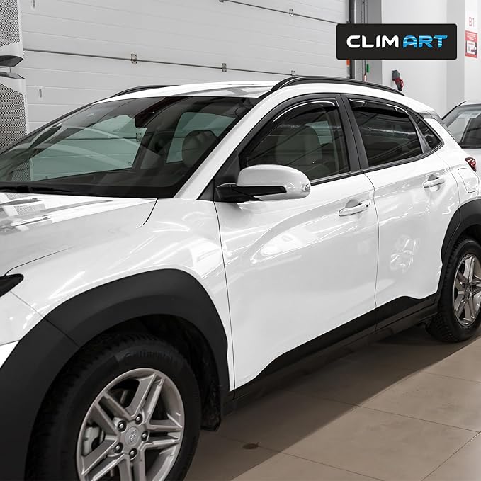 CLIM ART in-Channel Incredibly Durable Rain Guards for Hyundai Kona 2018-2023, Original Window Deflectors, Vent Window Visors, Vent Deflector, 4 pcs. - 618273