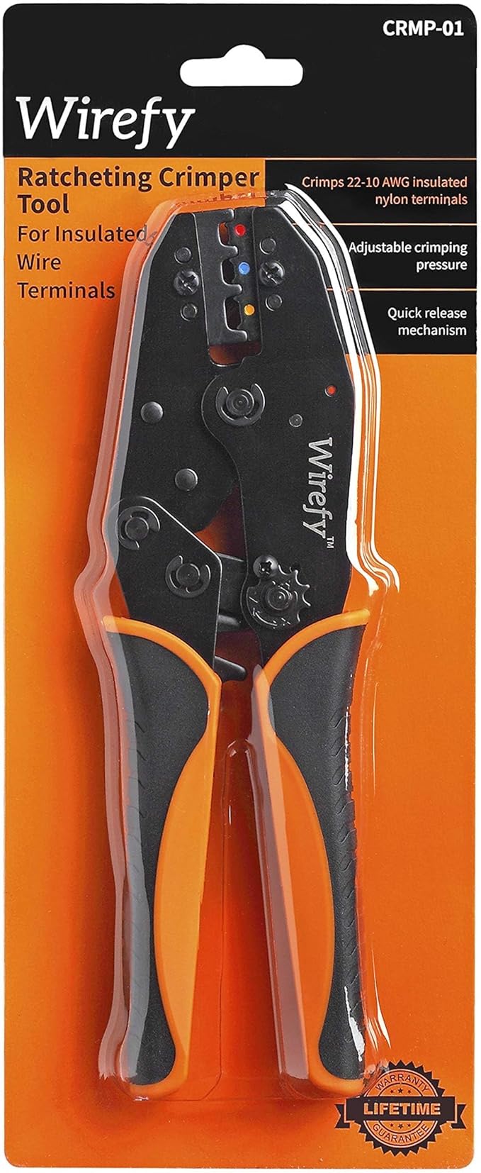 Wirefy Wire Crimping Tool for Insulated Connectors 22-10 AWG | Ratcheting Wire Crimper Tool | Crimp Pliers for Electrical Robust Terminal Crimper Connections