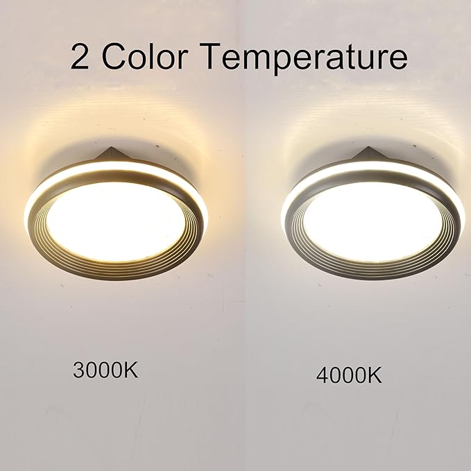 12V RV 8" Ceiling Light with Ambient Side Glow Bar & Built-in Rocker Switch, RV Interior Light Fixture w/Dimmable 3000K/4000K & Hammered Acrylic Lens |Super Slim for Motorhome Camper Trailer