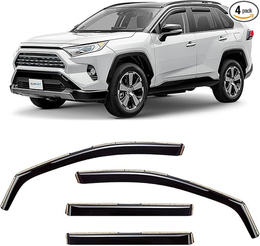 CLIM ART in-Channel Incredibly Durable Rain Guards for Toyota RAV4 2019-2025, Original Window Deflectors, Vent Deflector, Vent Window Visors, Dark Smoke Car Accessories, 4pcs - 619152