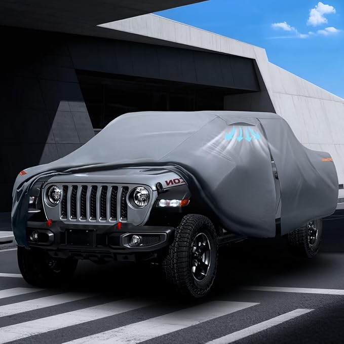 Nissan Frontier Truck Cover Custom Fit 2021-2025 King Cab/Crew Cab Short Bed(4.9'-6.1') With Door Zipper, 10 Layers Pickup Truck Cover Waterproof All Weather, Car Tarp for Wind Dust Sun etc Protection