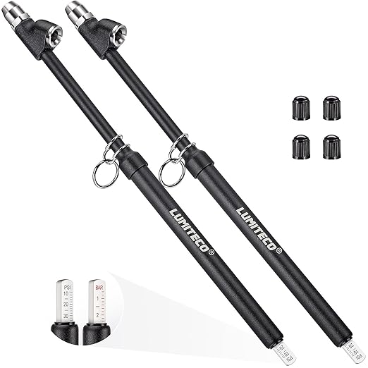 2-Pack Dual Head Tire Pressure Gauge, Heavy Duty Truck Tire Air Gauge Range 10-150PSI 1-10Bar, Straight-On Pencil Air Pressure Gauge Extended Tube for Semi Truck, Car Tire Pressure Checker