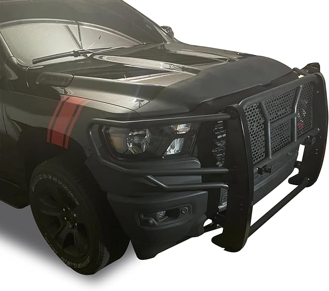 Black Horse RUGGED Heavy Duty Grille Brush Bumper Guard Modular Black Compatible with 2019-2024 Ram 1500 Classic|2011-2018 Ram 1500|2009-2010 Dodge Ram 1500-RU-DORA09-B