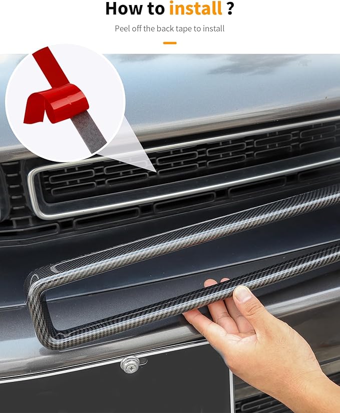 Hoolcar Front Grille Radiator Grille Insert Cover Grillwork Trim Compatible with Dodge Challenger 2015-2024, Exterior Accessories, Carbon Fiber, 2pcs